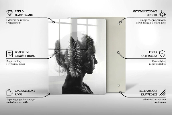 Chopping board glass Woman and forest