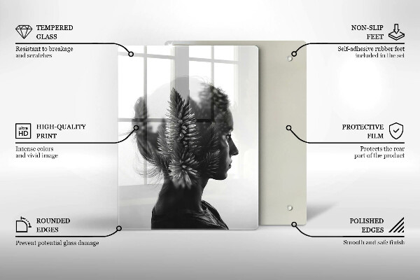 Chopping board glass Woman and forest