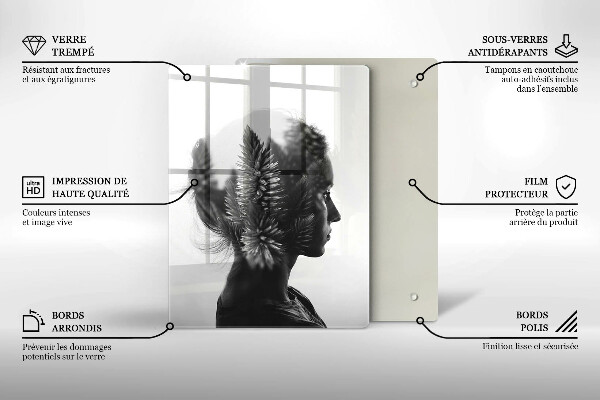 Chopping board glass Woman and forest