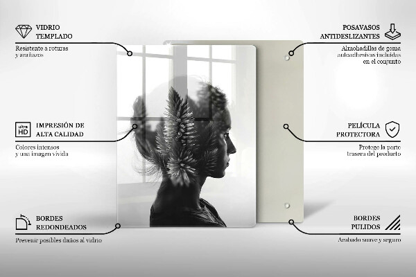 Chopping board glass Woman and forest