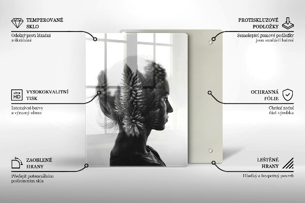 Chopping board glass Woman and forest