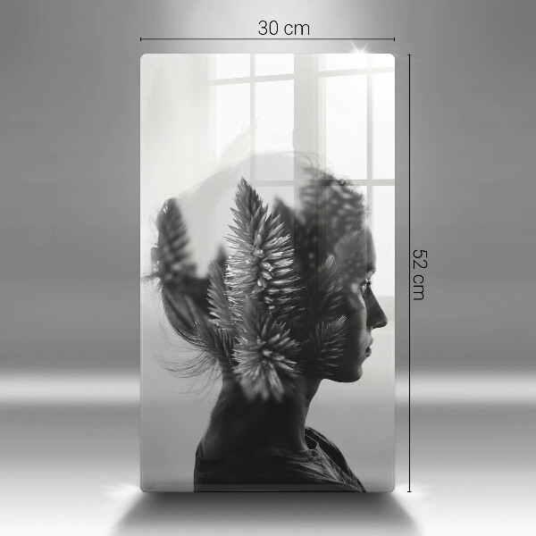 Chopping board glass Woman and forest