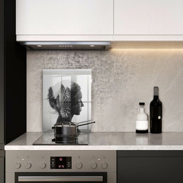 Chopping board glass Woman and forest