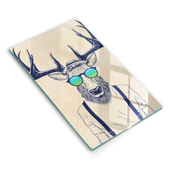 Chopping board glass Illustration Man Jeleń
