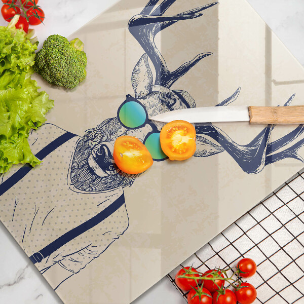 Chopping board glass Illustration Man Jeleń