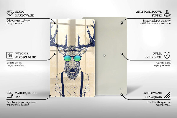 Chopping board glass Illustration Man Jeleń