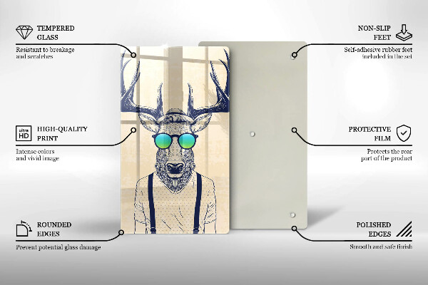 Chopping board glass Illustration Man Jeleń