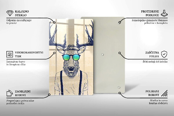 Chopping board glass Illustration Man Jeleń