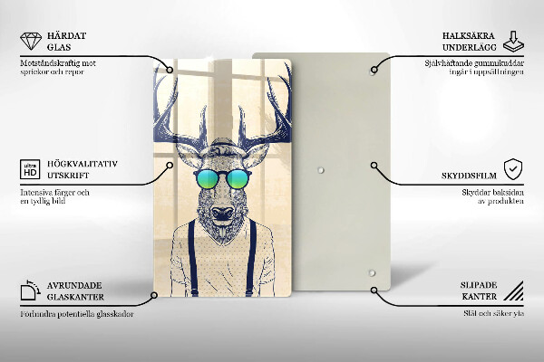 Chopping board glass Illustration Man Jeleń