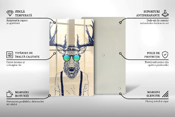 Chopping board glass Illustration Man Jeleń