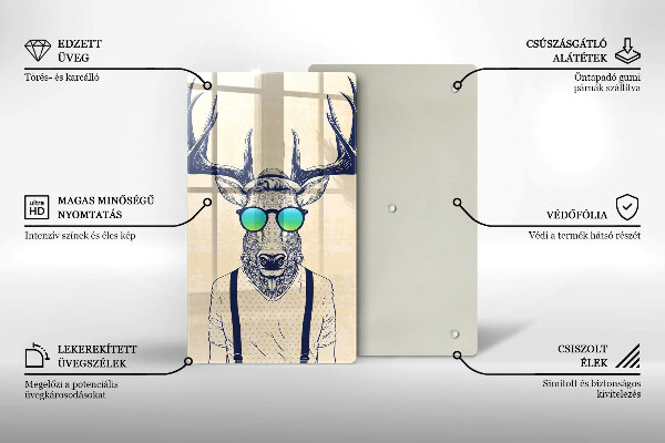 Chopping board glass Illustration Man Jeleń