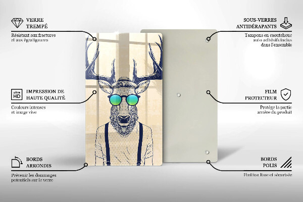Chopping board glass Illustration Man Jeleń