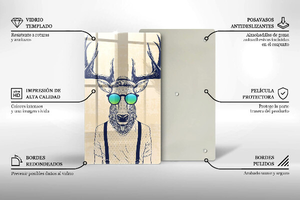 Chopping board glass Illustration Man Jeleń