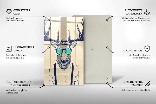 Chopping board glass Illustration Man Jeleń