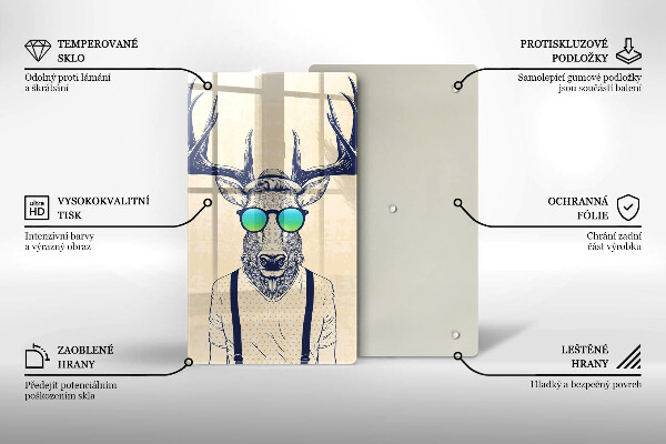 Chopping board glass Illustration Man Jeleń