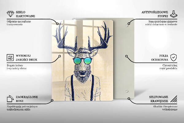 Chopping board glass Illustration Man Jeleń