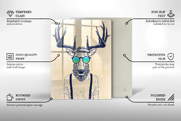 Chopping board glass Illustration Man Jeleń