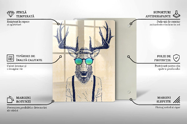 Chopping board glass Illustration Man Jeleń