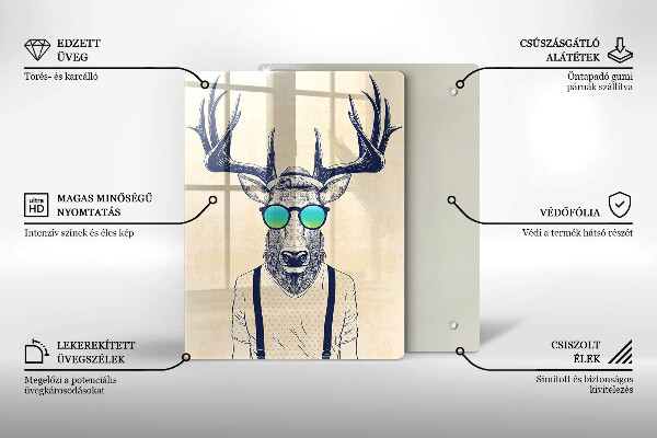 Chopping board glass Illustration Man Jeleń