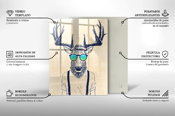 Chopping board glass Illustration Man Jeleń