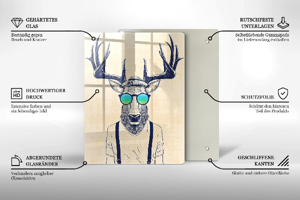 Chopping board glass Illustration Man Jeleń