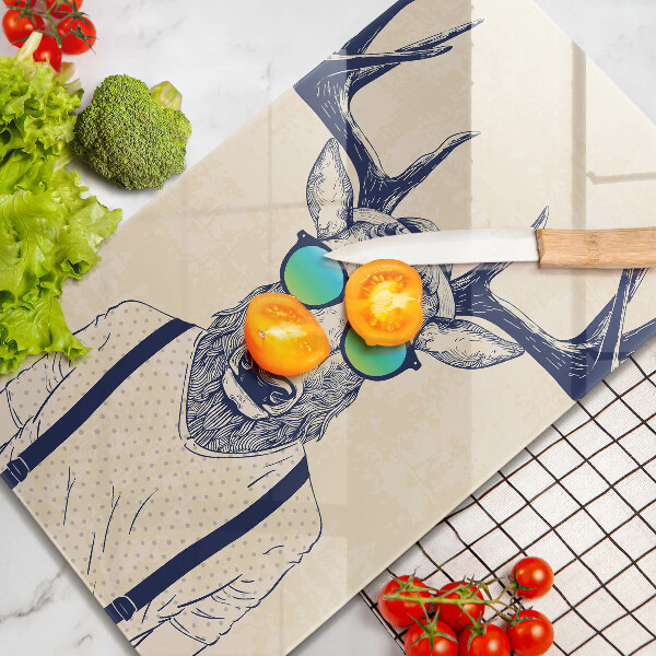 Chopping board glass Illustration Man Jeleń