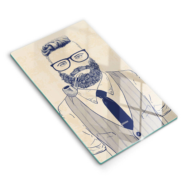 Chopping board glass Hipster man