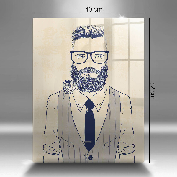 Chopping board glass Hipster man