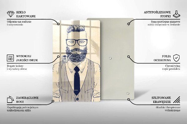 Chopping board glass Hipster man