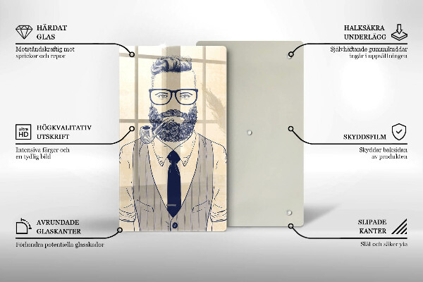 Chopping board glass Hipster man
