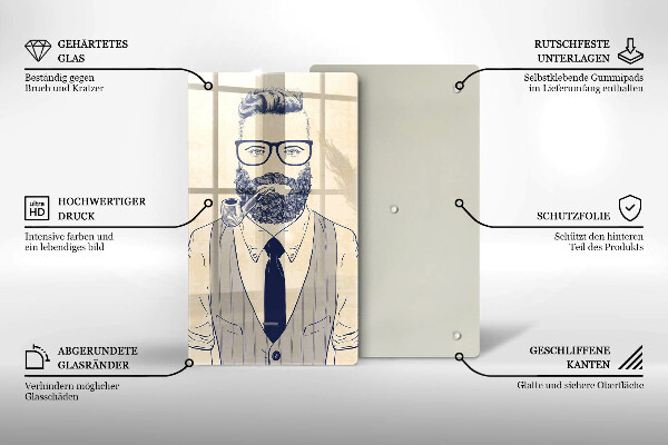 Chopping board glass Hipster man