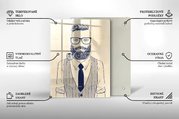 Chopping board glass Hipster man