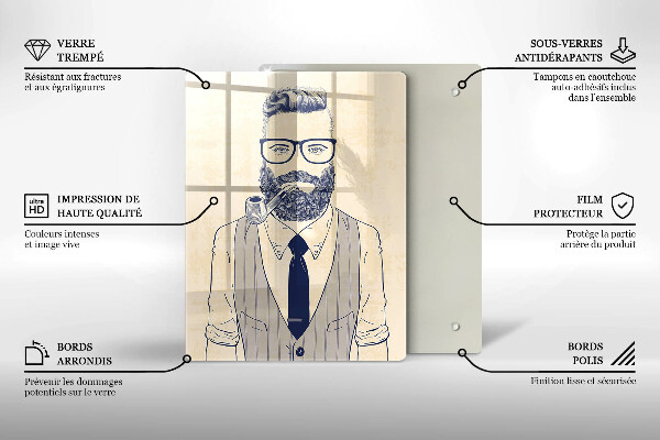 Chopping board glass Hipster man