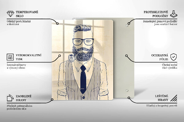 Chopping board glass Hipster man