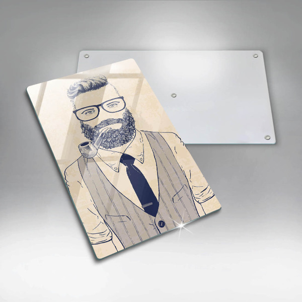 Chopping board glass Hipster man