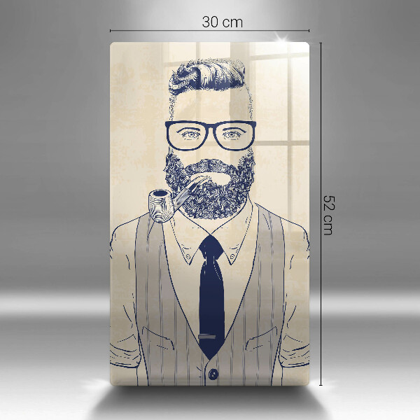 Chopping board glass Hipster man