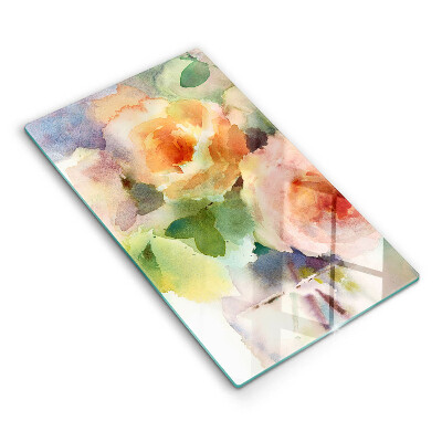 Chopping board glass Painted flowers