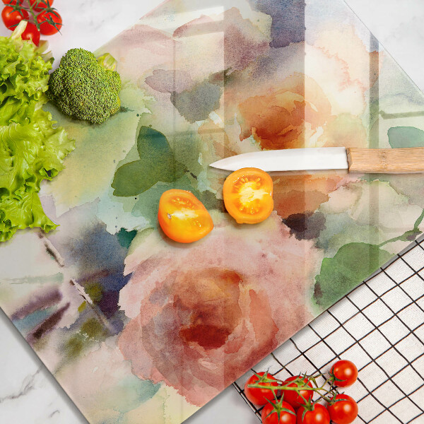 Chopping board glass Painted flowers