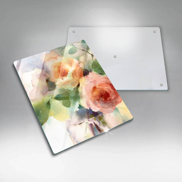 Chopping board glass Painted flowers