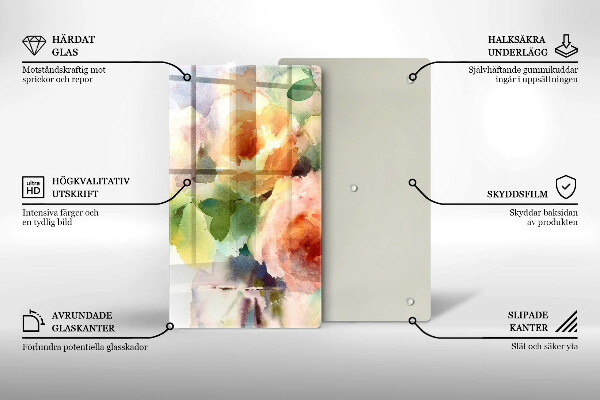 Chopping board glass Painted flowers