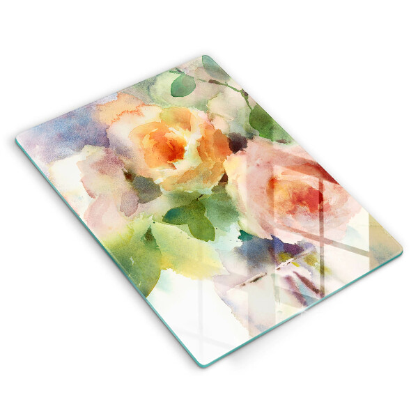Chopping board glass Painted flowers