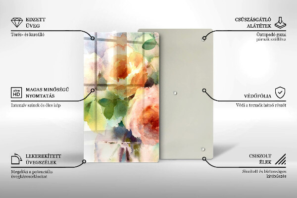 Chopping board glass Painted flowers