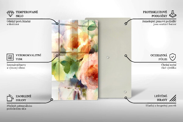 Chopping board glass Painted flowers