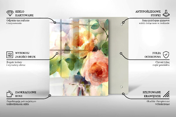 Chopping board glass Painted flowers