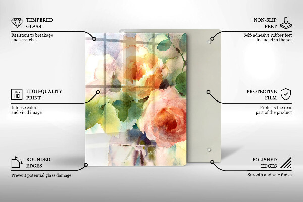 Chopping board glass Painted flowers