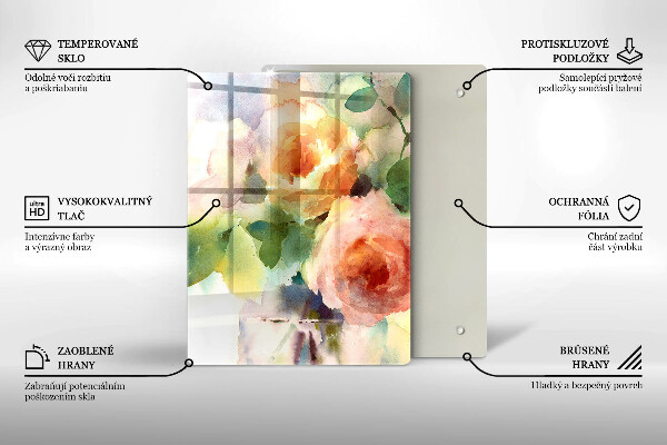 Chopping board glass Painted flowers