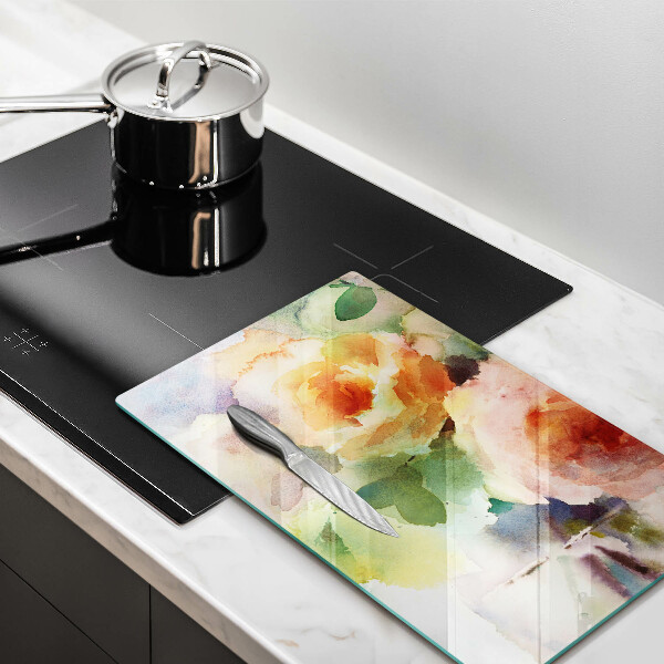 Chopping board glass Painted flowers