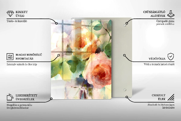 Chopping board glass Painted flowers