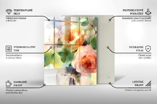 Chopping board glass Painted flowers