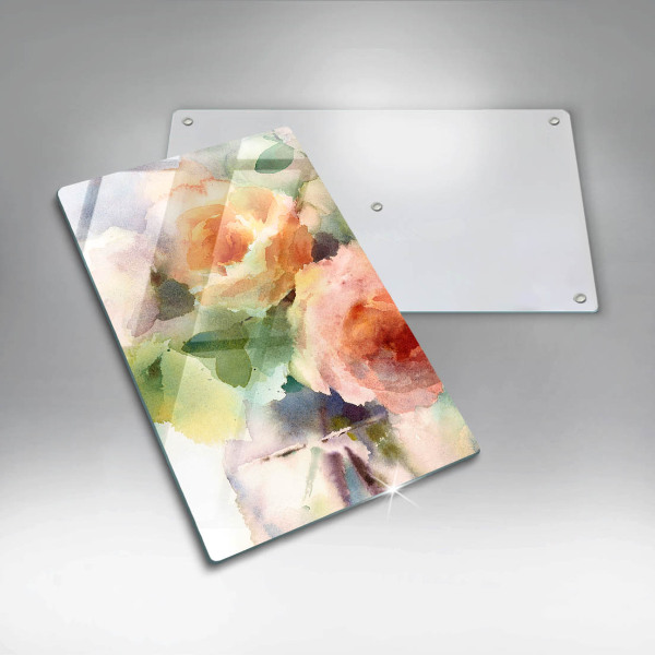 Chopping board glass Painted flowers